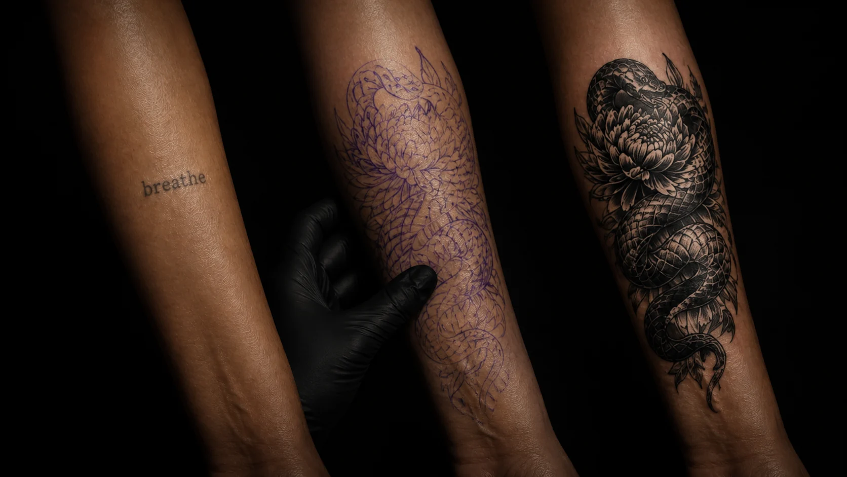 A tattoo concept previewed on skin before an appointment.
